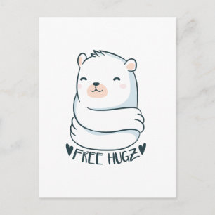 Kawaii FRITT HUGS Polar Bear White Cute Kärlek Vykort