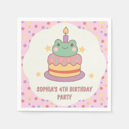 Kawaii Frog Birthday Cake Anpassningsbar Pappersservett
