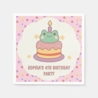 Kawaii Frog Birthday Cake Anpassningsbar Pappersservett