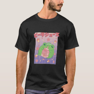 Kawaii Frog Drinking Peach Juice T Shirt