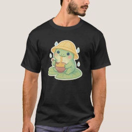 Kawaii Frog Eating Ramen on Lily Pad - Cute Rainy T Shirt
