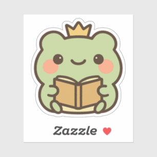 Kawaii Frog Läsa en Bok-sticker Klistermärken