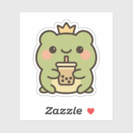 Kawaii Frog med Bubble Tea Sticker Klistermärken