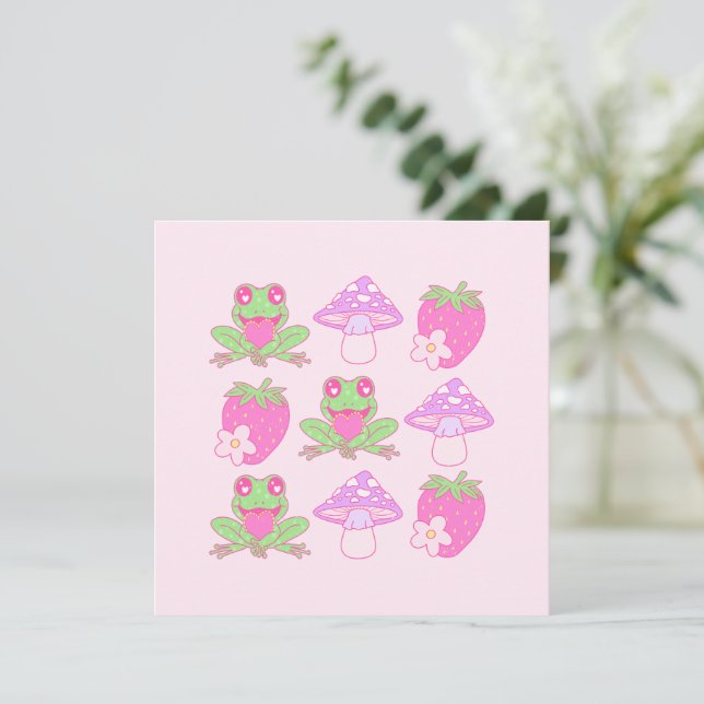 Kawaii Frog, Mushroom och jordgubbe (Stående Fram)