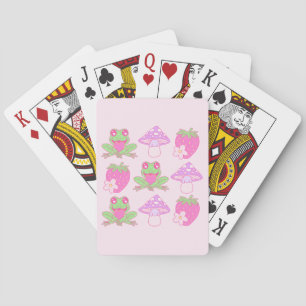 Kawaii Frog, Mushroom och jordgubbe Casinokort