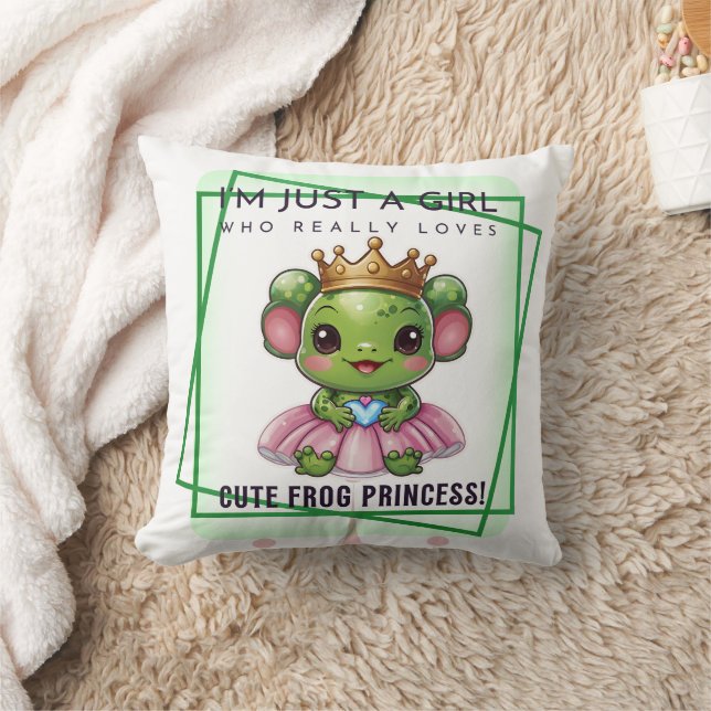 Kawaii Frog Princess Print Kudde (Filt)
