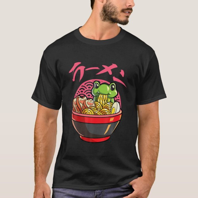 Kawaii Frog Ramen Japansk Noodle Anime Frog T Shirt (Framsida)
