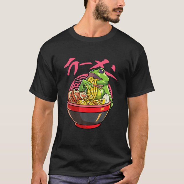 Kawaii Frog Ramen Japansk Noodle Anime Frog T Shirt (Framsida)