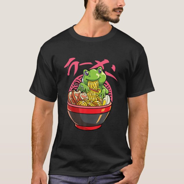 Kawaii Frog Ramen Japansk Noodle Anime Frog T Shirt (Framsida)