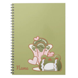 Kawaii Frog with Matcha Cake Personalized Note Anteckningsbok