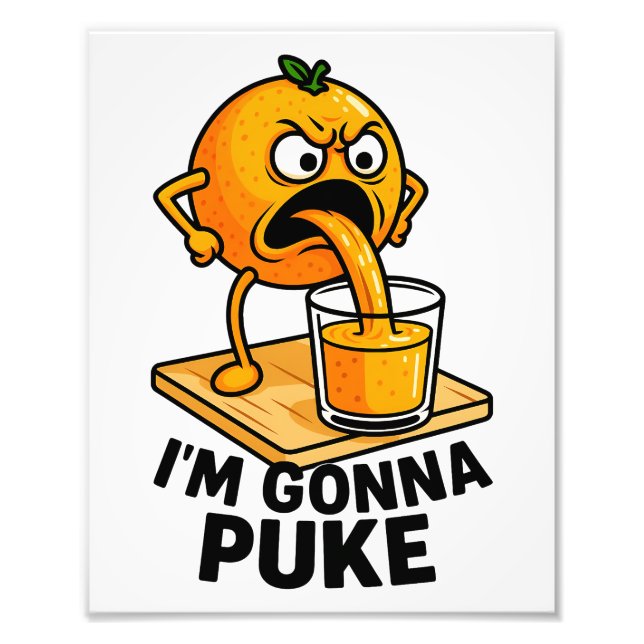 Kawaii Fruit Funny Orange Juice Fototryck (Framsidan)