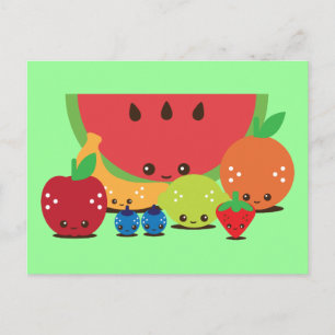 Kawaii Fruit Group Vykort