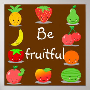 Kawaii fruktaffisch poster