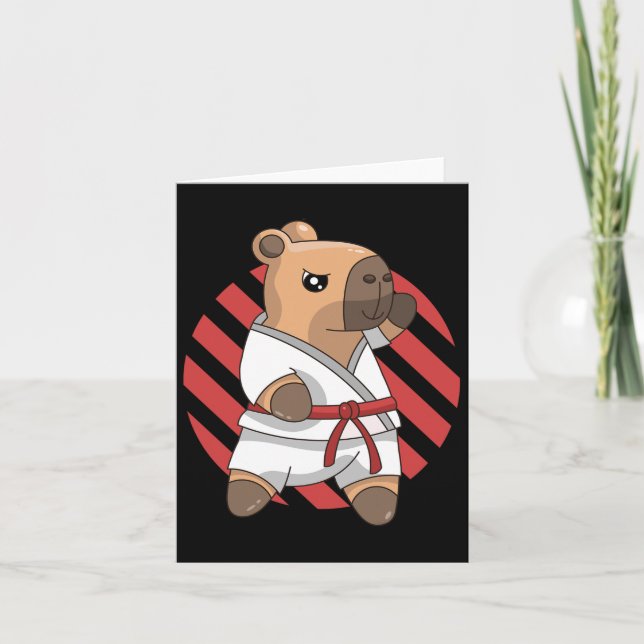 Kawaii Funny Capyra Capy Karate Martial Arts Keiko Kort (Framsida)