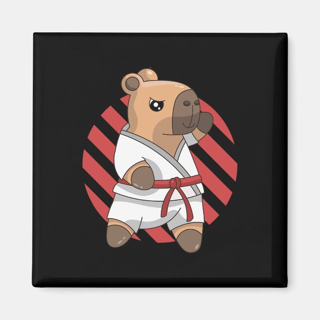 Kawaii Funny Capyra Capy Karate Martial Arts Keiko Magnet (Framsidan)