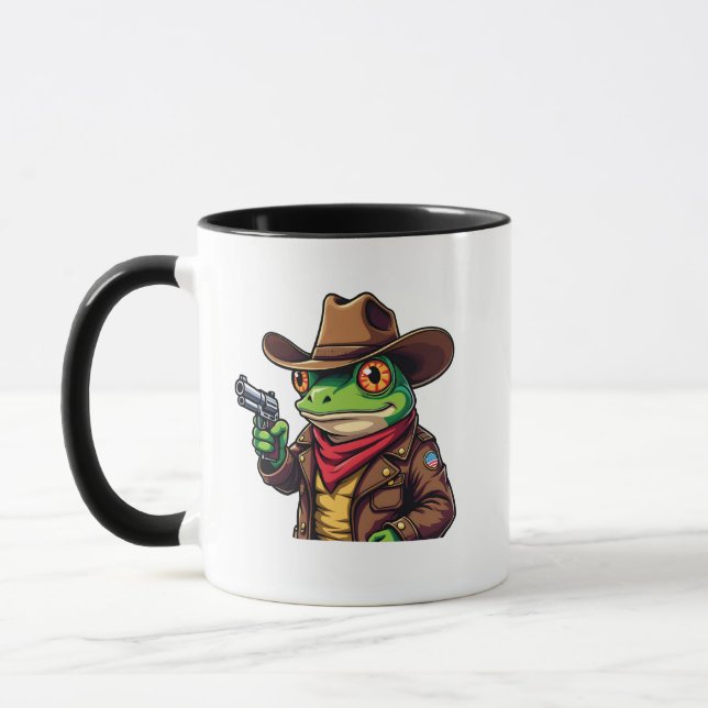 Kawaii Funny Cowboy Western Frog Älskare Mugg (Vänster)