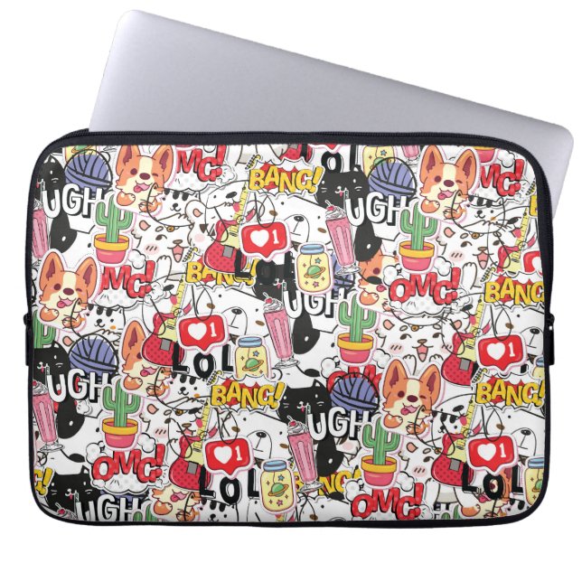 kawaii funny pet design - cute animal lover  laptop fodral (Framsidan)