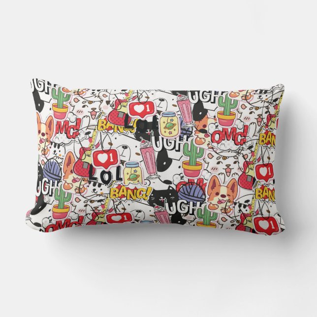 kawaii funny pet design - cute animal lover  lumbarkudde (Framsida)