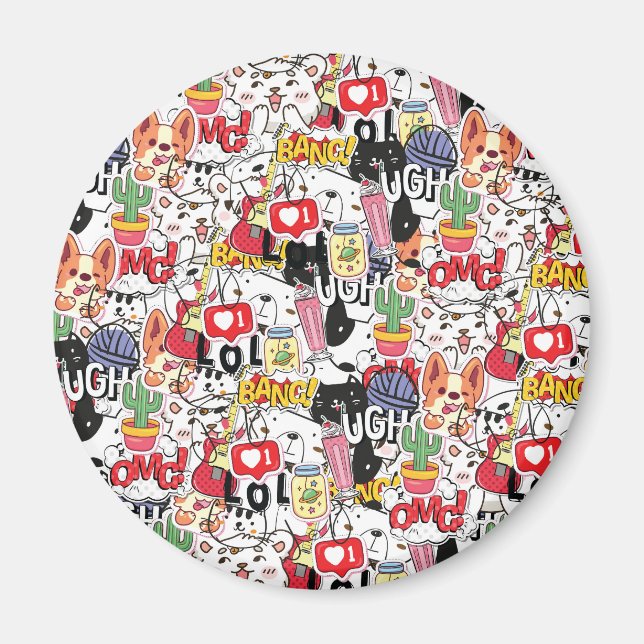 kawaii funny pet design - cute animal lover  magnet (Framsidan)