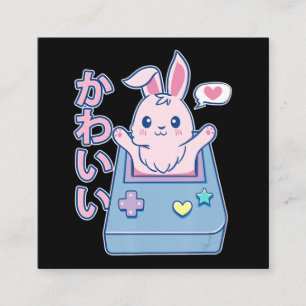 Kawaii Gamer Bunny - Pastellkrita Fyrkantigt Visitkort