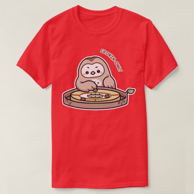 Kawaii Games Crokinole Uggla T Shirt (Design framsida)
