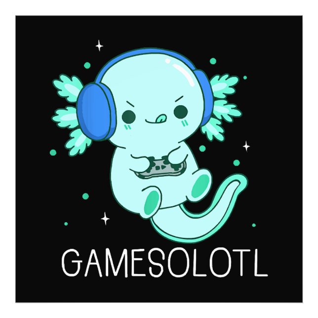 Kawaii Gamesolotl Axolotl Gamer Fototryck (Framsidan)