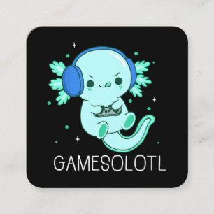 Kawaii Gamesolotl Axolotl Gamer Fyrkantigt Visitkort