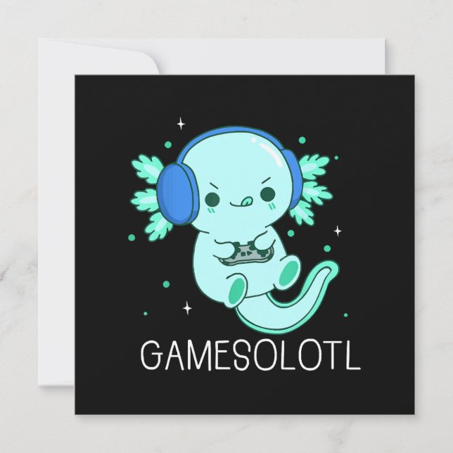 Kawaii Gamesolotl Axolotl Gamer Inbjudningar (Framsida)