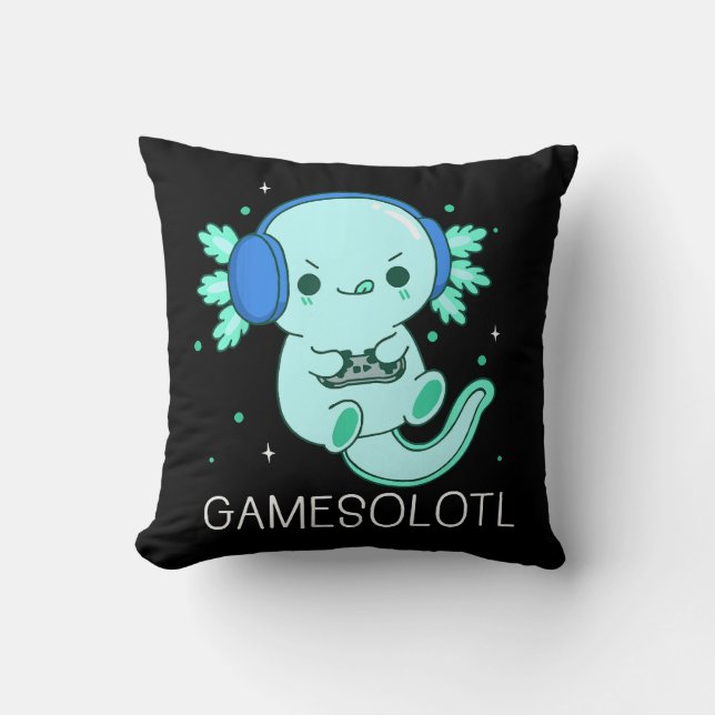 Kawaii Gamesolotl Axolotl Gamer Kudde (Framsida)