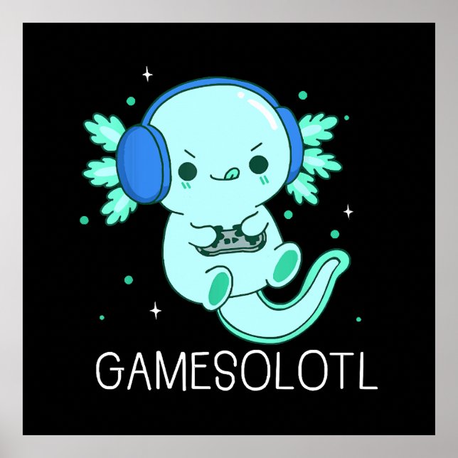 Kawaii Gamesolotl Axolotl Gamer Poster (Framsidan)
