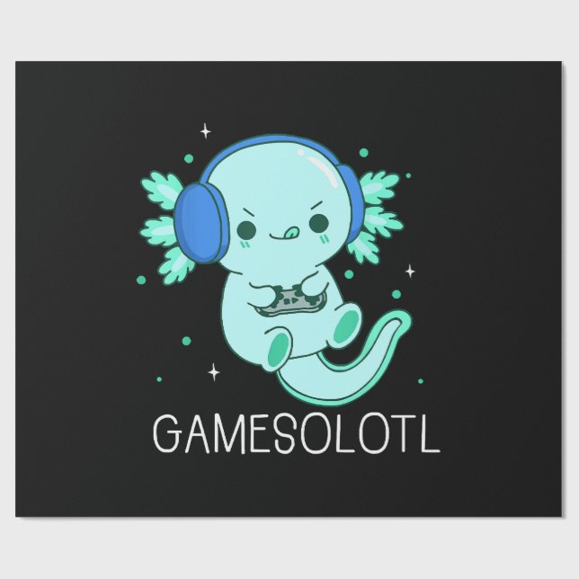 Kawaii Gamesolotl Axolotl Gamer Presentpapper (Platt)