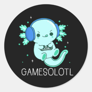 Kawaii Gamesolotl Axolotl Gamer Runt Klistermärke