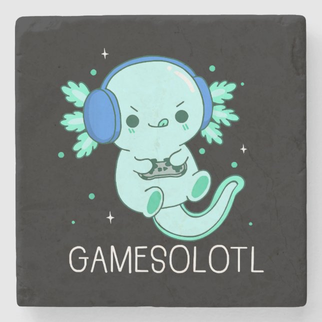 Kawaii Gamesolotl Axolotl Gamer Stenunderlägg (Framsidan)
