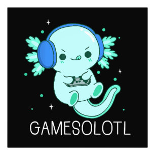 Kawaii Gamesolotl Axolotl Spelare Fototryck