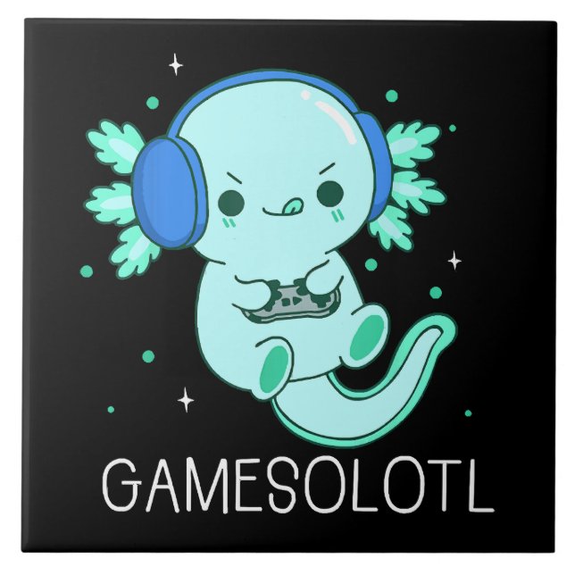 Kawaii Gamesolotl Axolotl Spelare Kakelplatta (Framsidan)