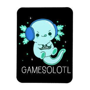 Kawaii Gamesolotl Axolotl Spelare Magnet