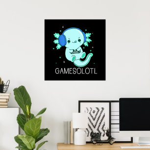 Kawaii Gamesolotl Axolotl Spelare Poster