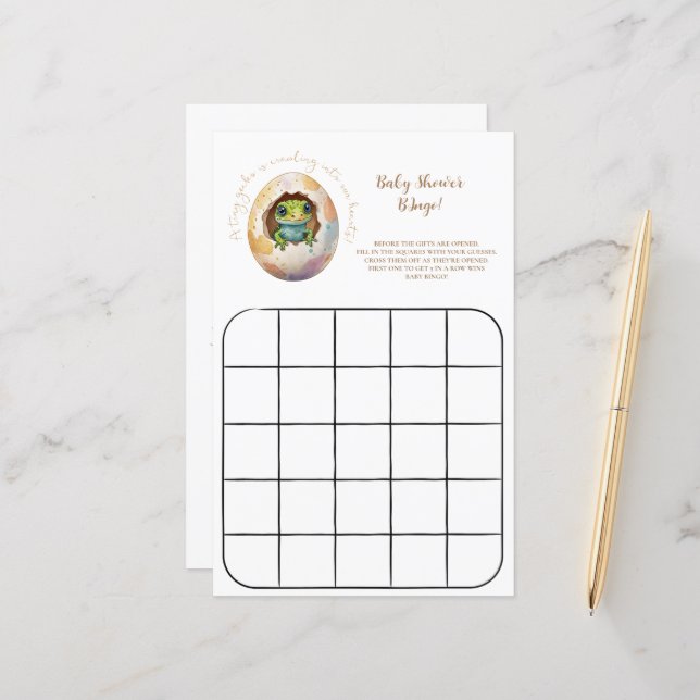 Kawaii Gecko Lizard Egg Baby Shower Bingo Game (Fram/Back In Situ)