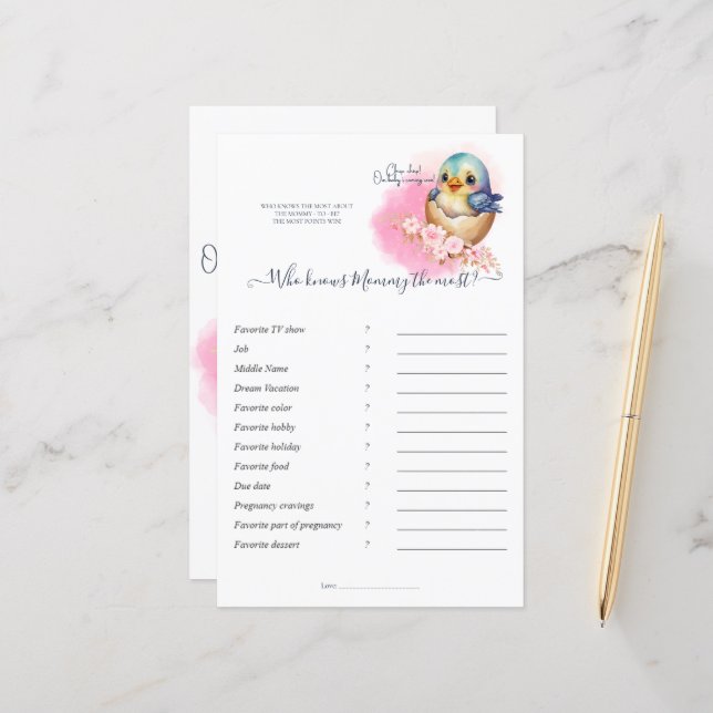 Kawaii Gecko Lizard Egg Baby Shower Mamma Game (Fram/Back In Situ)