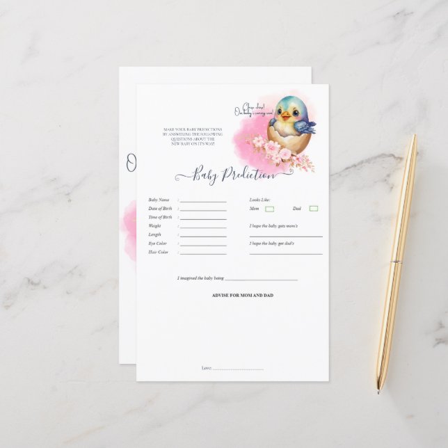 Kawaii Gecko Lizard Egg Baby Shower Predict Game (Fram/Back In Situ)