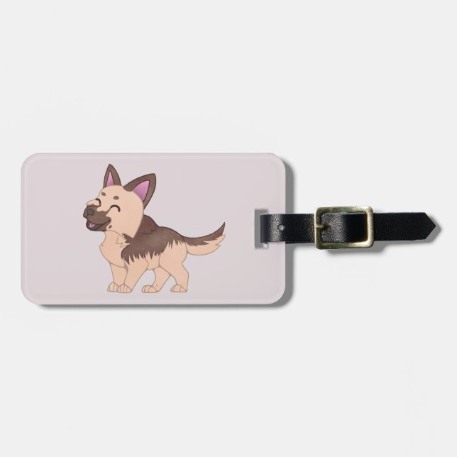 Kawaii German Shepherd Hund Bagagebricka (Horisontell Framsida)