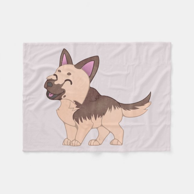 Kawaii German Shepherd Hund Fleecefilt (Framsidan (Horisontell))