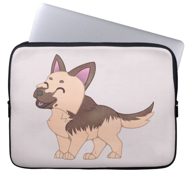 Kawaii German Shepherd Hund Laptop Fodral (Framsidan)