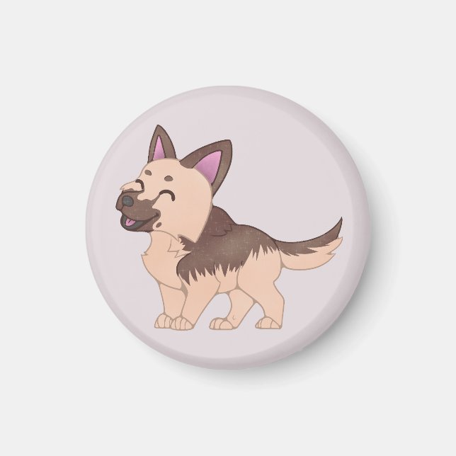 Kawaii German Shepherd Hund Magnet (Framsidan)