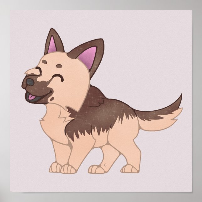 Kawaii German Shepherd Hund Poster (Framsidan)