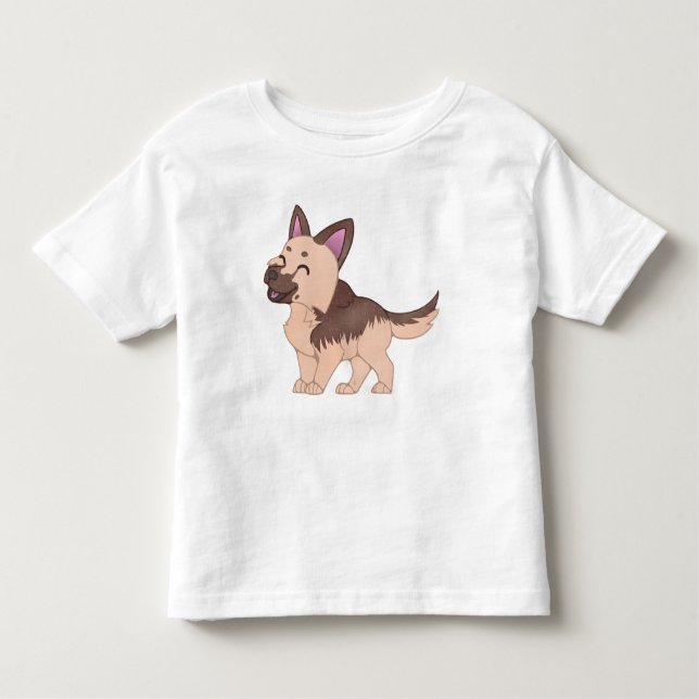 Kawaii German Shepherd Hund T Shirt (Framsida)