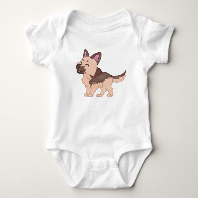Kawaii German Shepherd Hund T Shirt (Framsida)