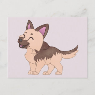 Kawaii German Shepherd Hund Vykort
