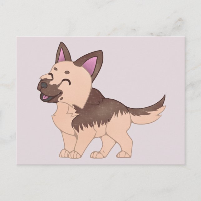 Kawaii German Shepherd Hund Vykort (Framsida)