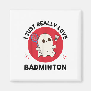 Kawaii Ghost Badminton Älskare I Just Verkligen Ba Magnet